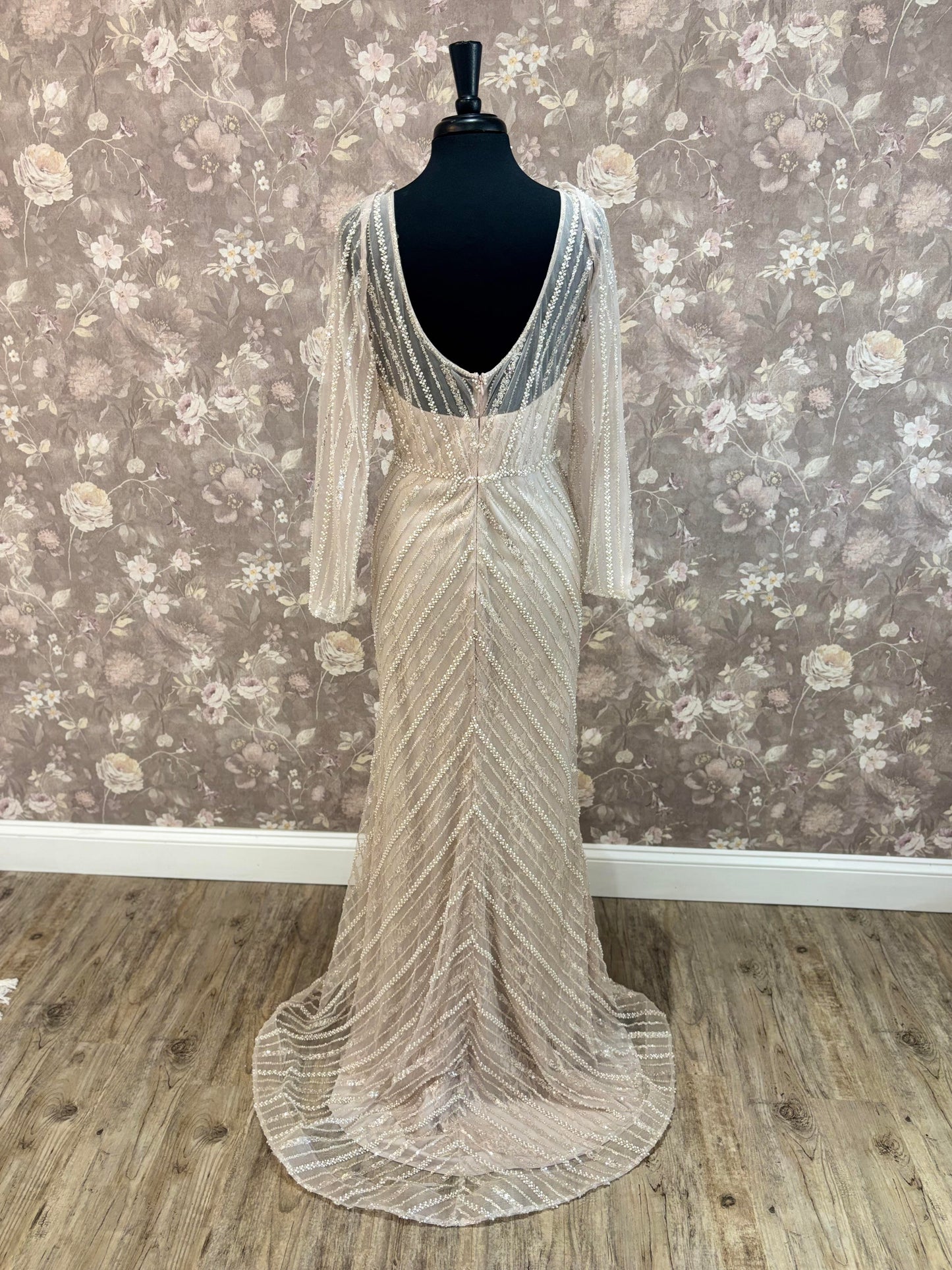 Mon Cheri Montage M2216 long sleeves and beaded shawl included