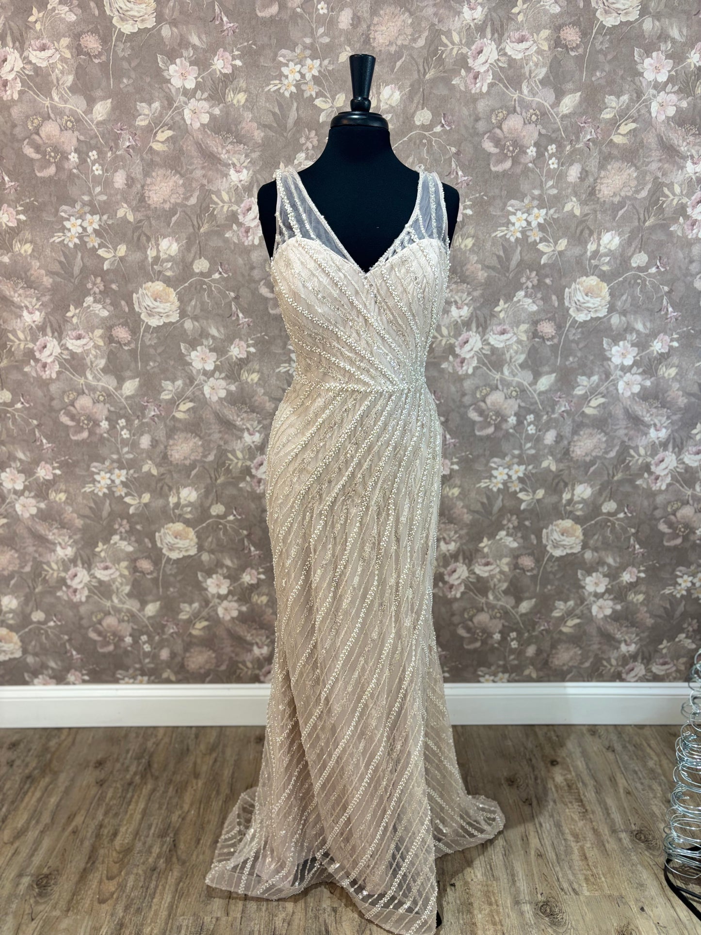 Mon Cheri Montage M2216 long sleeves and beaded shawl included