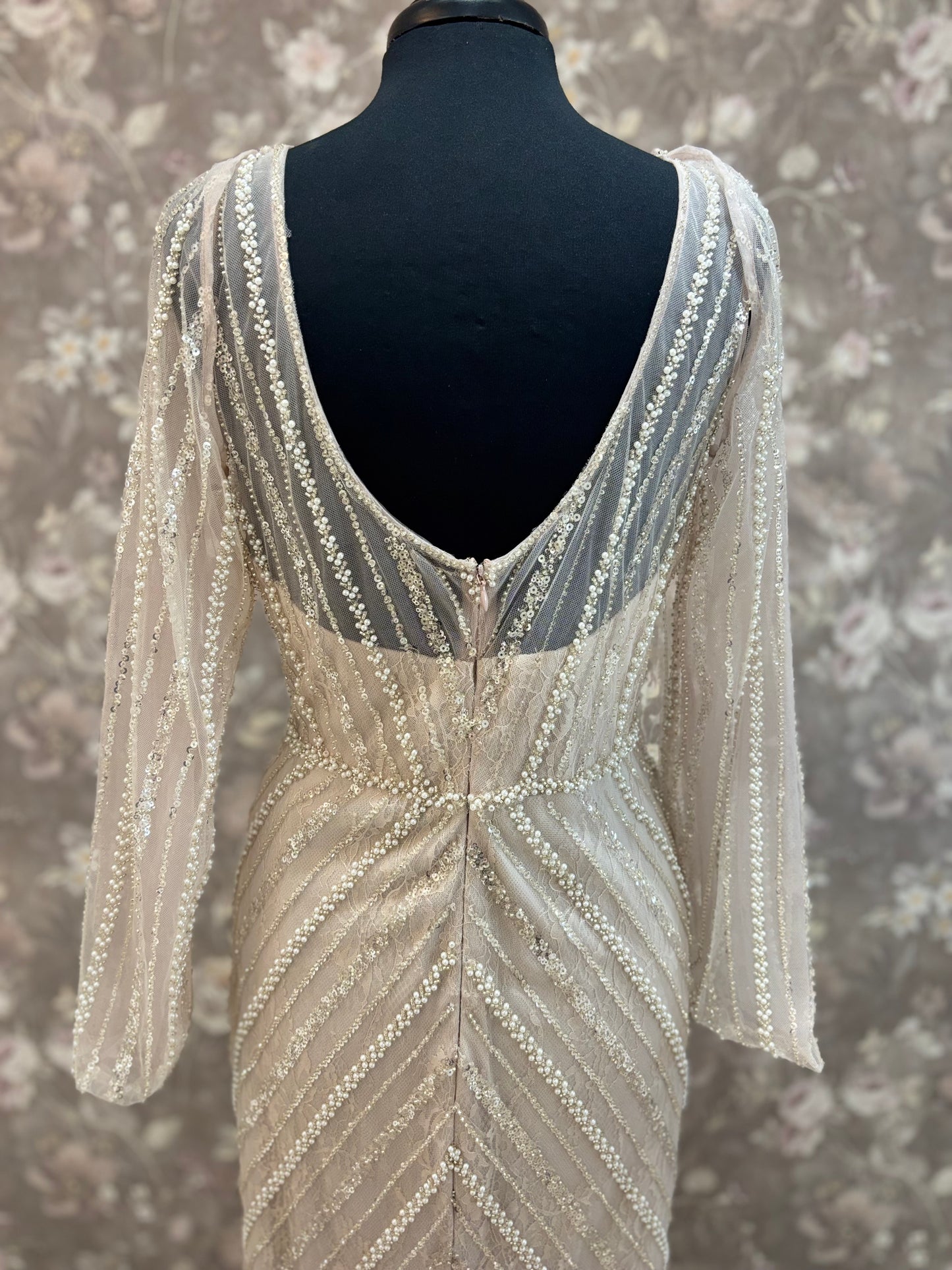 Mon Cheri Montage M2216 long sleeves and beaded shawl included