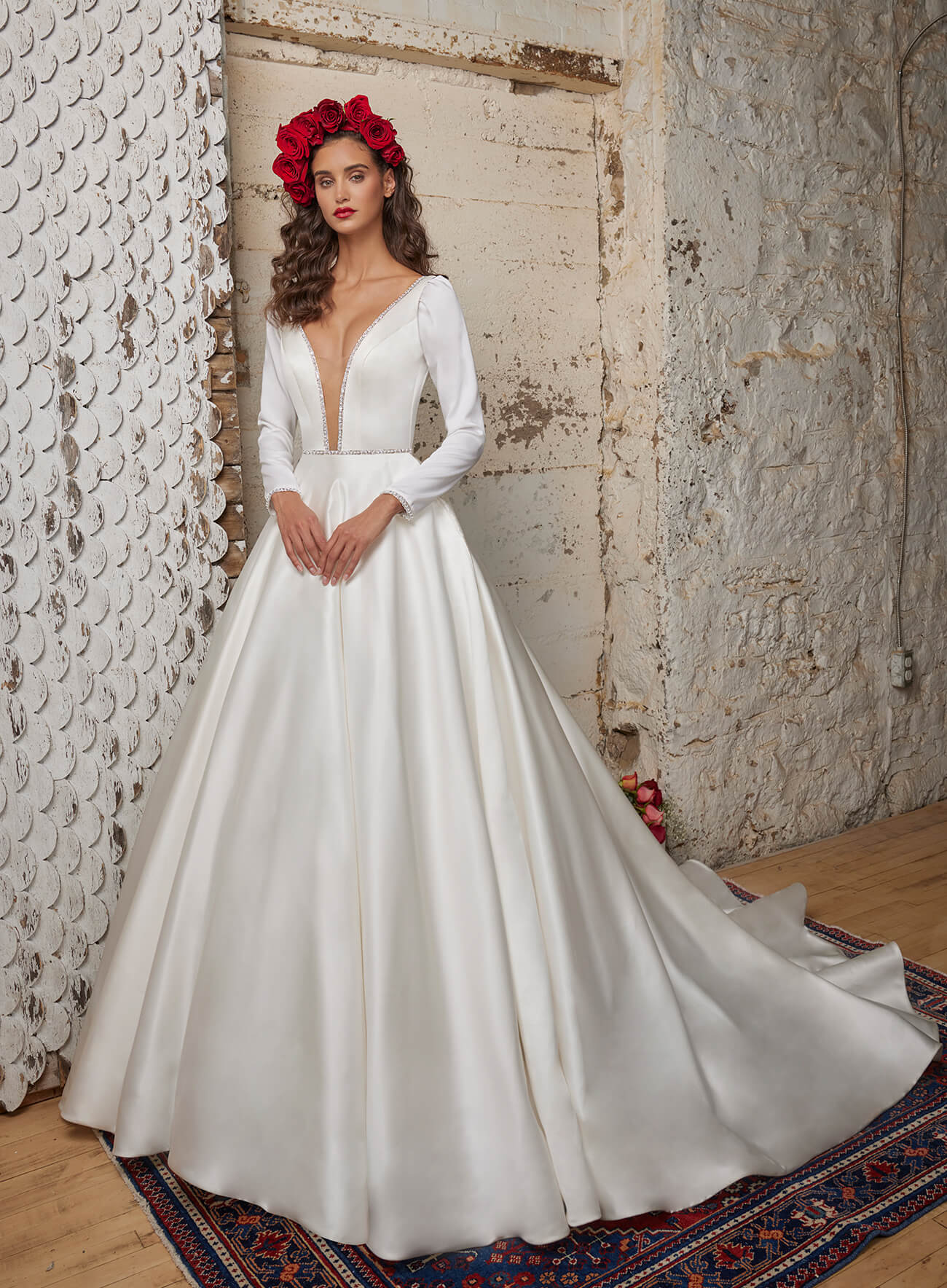 Calla Blanche 123232 Solana with Detachable Sleeves Wedding Gown
