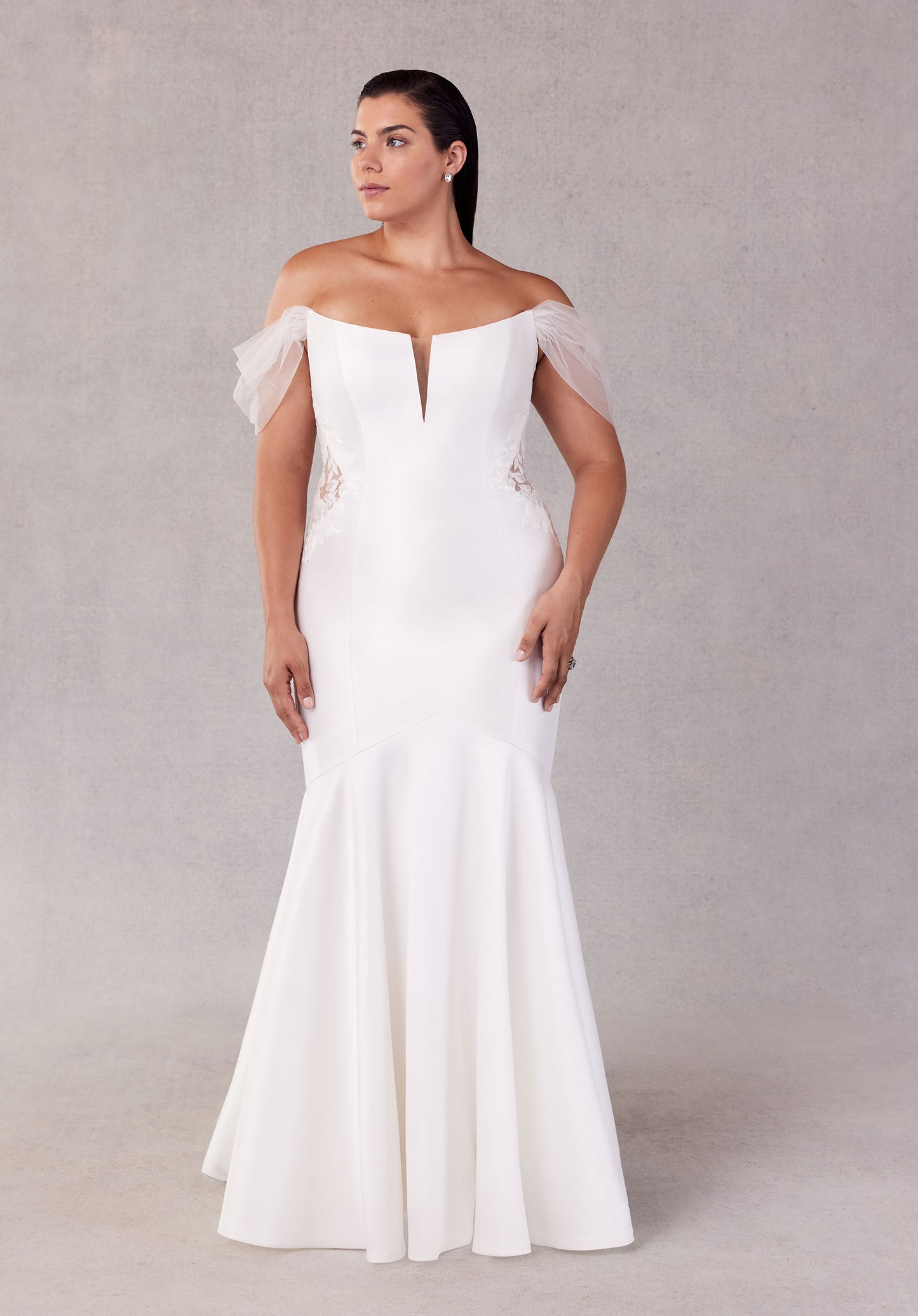 Morilee Sona Style 3461 with Detachable Off-the-Shoulder Tulle Sleeves
