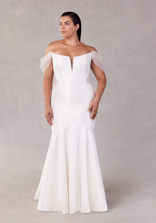 Morilee Sona Style 3461 with Detachable Off-the-Shoulder Tulle Sleeves
